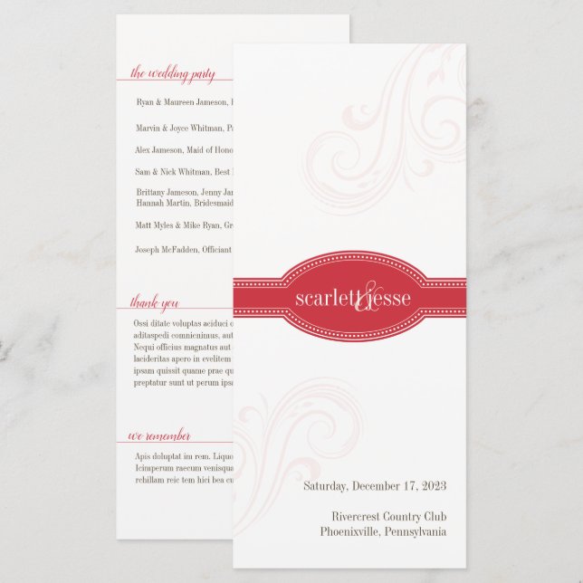 Programa Rojo Elegante, Colección Boda Caroline (Anverso / Reverso)