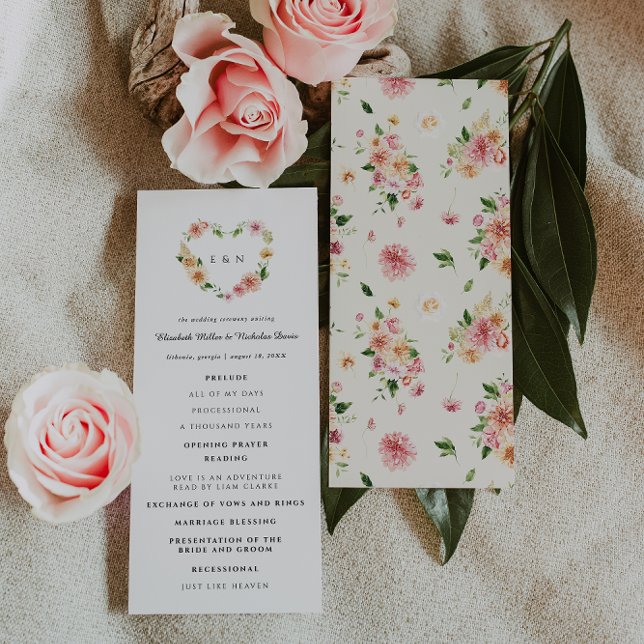 Programa Romantic Floral Heart Wedding Ceremony Program (Subido por el creador)