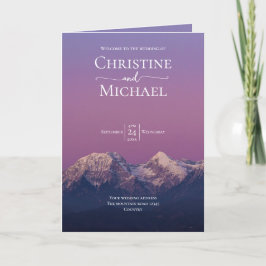 Programa Romántico boda de montañas nevadas púrpura