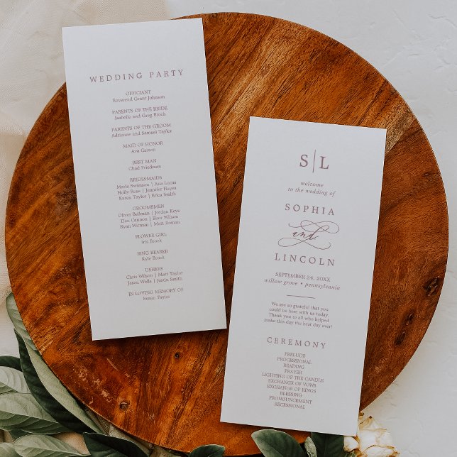 Programa Romántico de Boda en Monograma de Oro Ros (Subido por el creador)