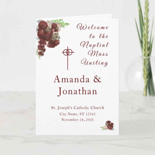 Programa Rosa Borgoña corsó misa nupcial con foto (Anverso)