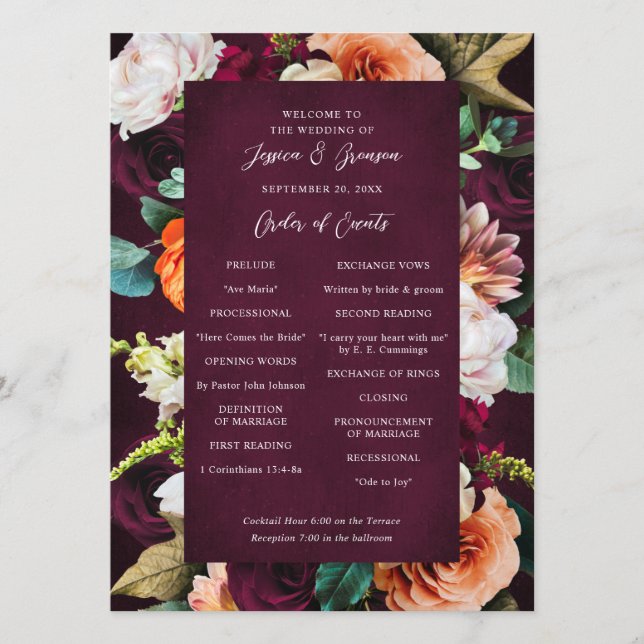 Programa Rosa de Borgoña Ranunculus Boda (Anverso)