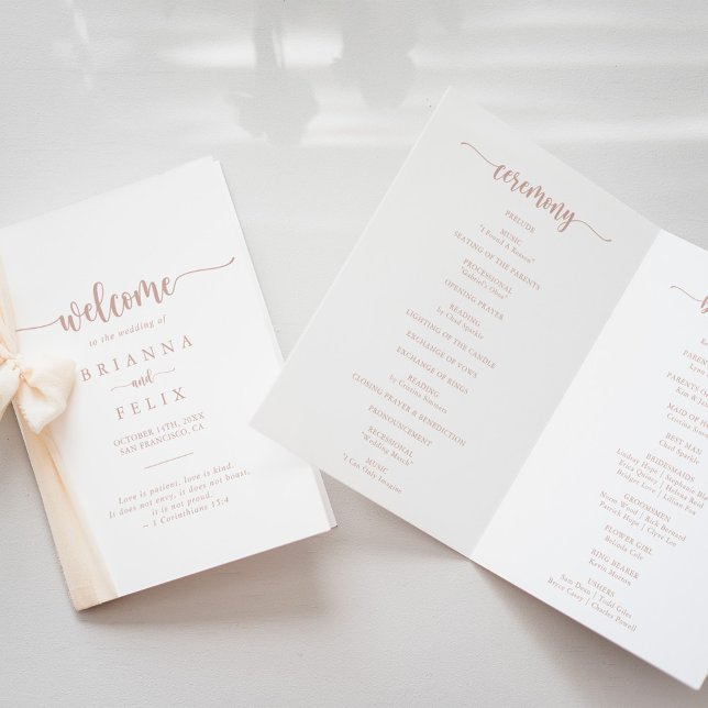 Programa Rosa de caligrafía de oro de boda doblada (Subido por el creador)