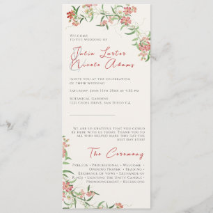 Programa Rosa de flores silvestres rosadas Boda Spring Garl