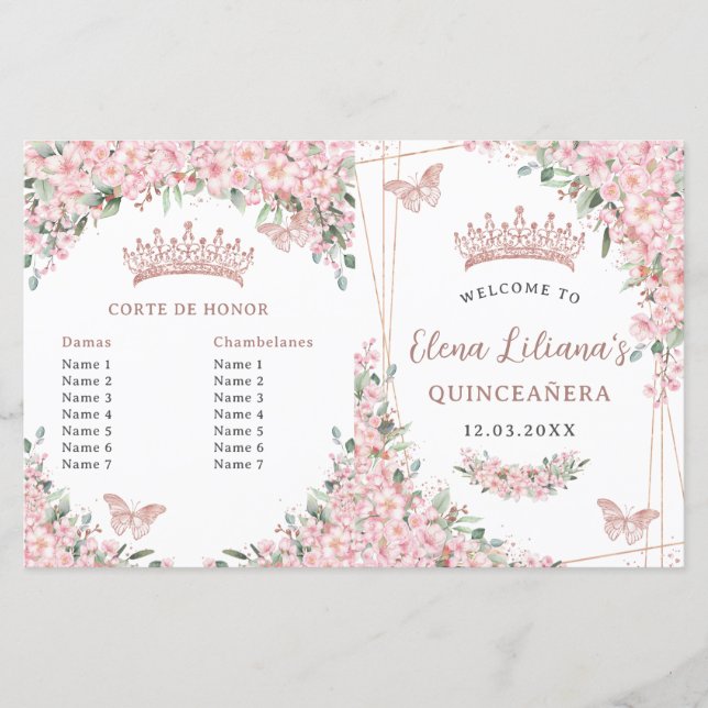 Programa Rosa de Oro de Quinceañera Cherry Blossom (Anverso)