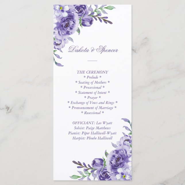 Programa Rosa morado | Elegante Ceremonia Floral acuática (Anverso)