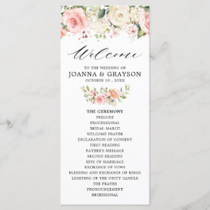 Programa Rosa Pastel Rosa Rubor Boda Botánico Floral