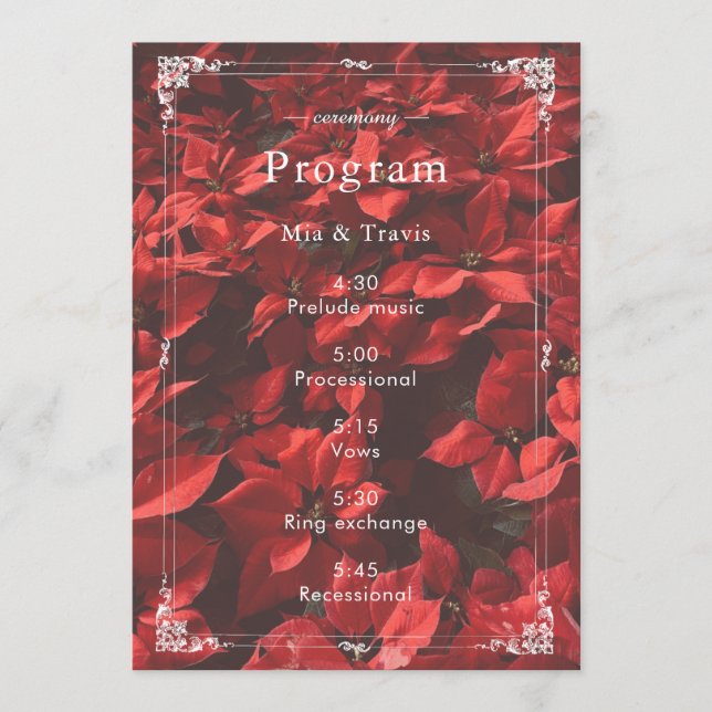 Programa Rosa Roja Romántica | Floral Elegante Personalizab (Anverso)