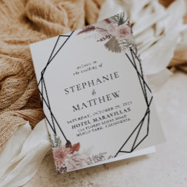 Programa Rosa Rústico Geométrico Dorado Floral Boda plegad