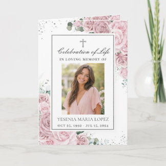 Programa Rosa Sonrojado Floral Foto Funeral Memorial Cristi
