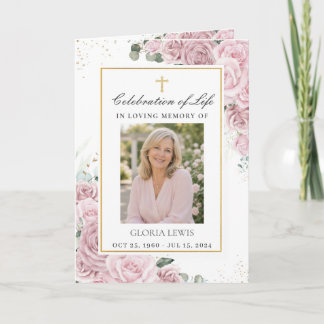 Programa Rosa Sonrojado Floral Foto Funeral Memorial Cristi