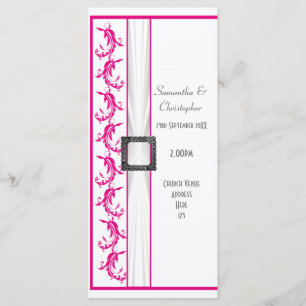 Programa rosado y blanco fucsia del boda de la