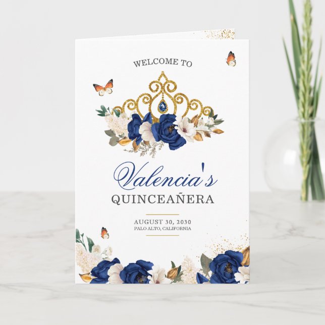 Programa Rosas Azules Tíara Mariposa Quinceanera (Anverso)