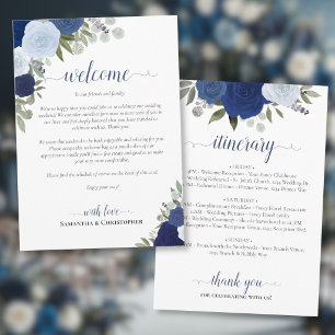 Programa Rosas Boho Azules Boda Bienvenida e Itinerario