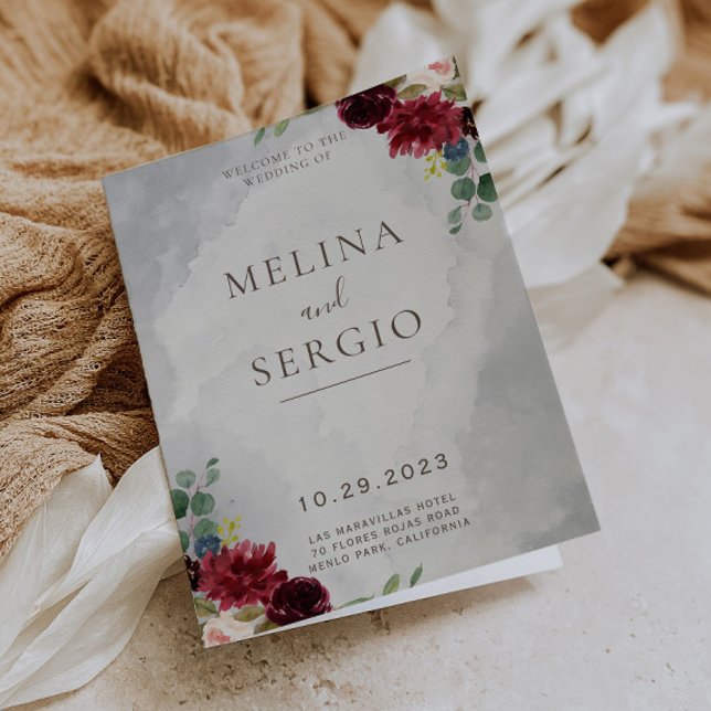 Programa Rosas clásicos de moda Peony Flowers Boda plegado (Subido por el creador)