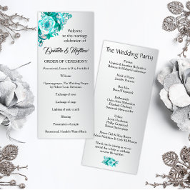 Programa Rosas de Boho Aqua en Boda plateado