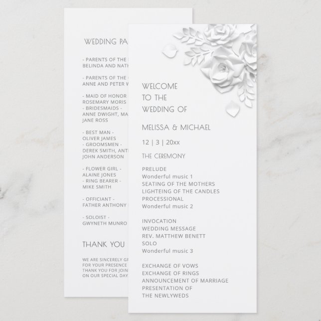 Programa Rosas florales blancas 3D  (Anverso / Reverso)