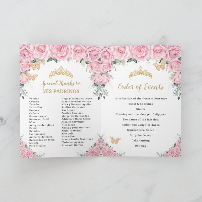 Programa Rosas florales rosas Quinceanera Printerflies (Interior)