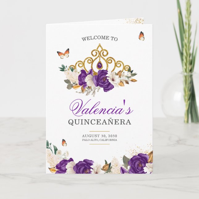Programa Rosas púrpura Moza Mariposa Tiara Quinceanera (Anverso)