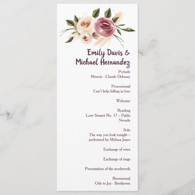 Programa Rosas suaves y elegantes marco de crema de borgoña (Anverso)