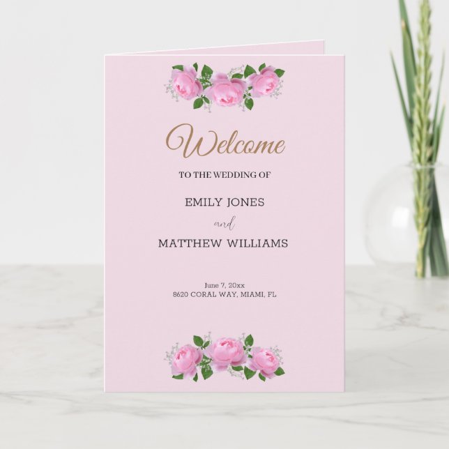 Programa Roses rosadas fragantes, folleto Boda (Anverso)