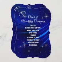 Programa Royal Blue, Diamonds and Heart Wedding