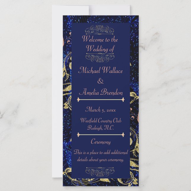Programa Royal Blue Gold Butterfly Wedding (Anverso)