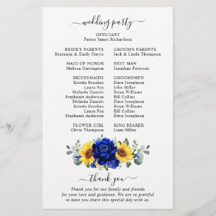 Programa Royal Blue Rustic Sunflower Modern Wedn W