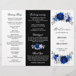 Programa Royal Blue White Silver triple Wedding