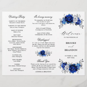 Programa Royal Blue White Silver triple Wedding