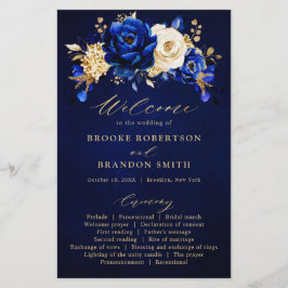 Programa Royal Blue Yellow Gold Floral Wedding