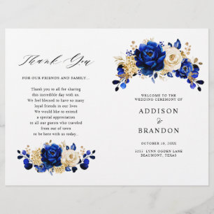 Programa Royal Blue Yellow Gold Floral Wedding