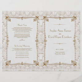 Programa Royal Fleur-de-Lis Art Deco Gold White 20