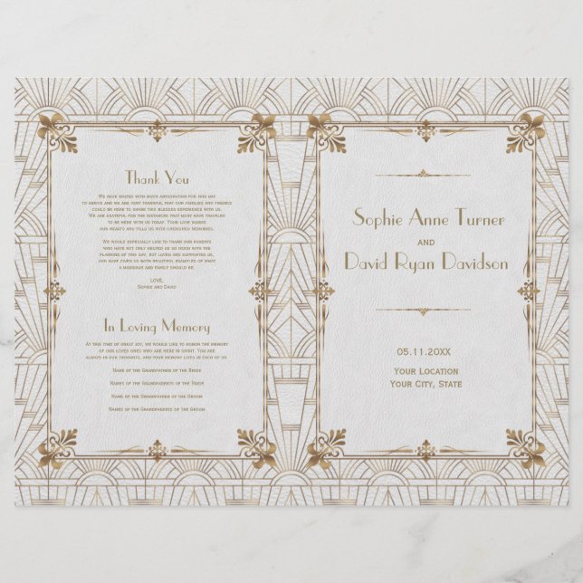 Programa Royal Fleur-de-Lis Art Deco Gold White 20 (Anverso)