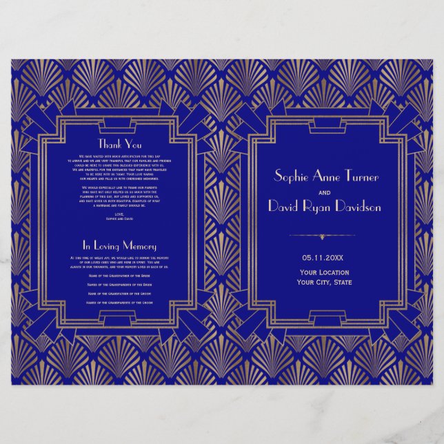 Programa Royal Navy Blue Gold Great Gatsby Art Dec (Anverso)