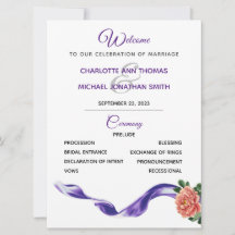 Programa Royal Purple Ribbon Wedding