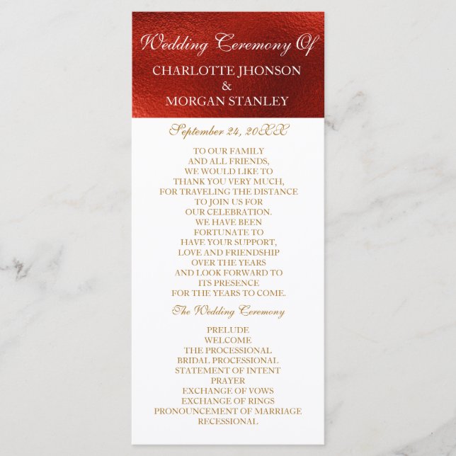 Programa Royal Red Shiny White Wedding (Anverso)