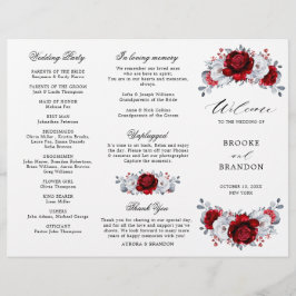 Programa Royal Red White Silver Floral Wedding