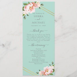 Programa Rubor Floral Gold Geométrico Mint Green Boda