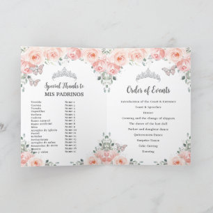 Programa Rubor Floral Silver Quinceañera Orden de eventos