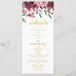 Programa Rubor Flowers Stripes & Gold Wedding