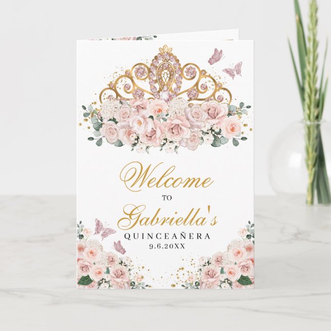 Programa Rubor Pink Butterfly Tiara Quinceanera (Anverso)