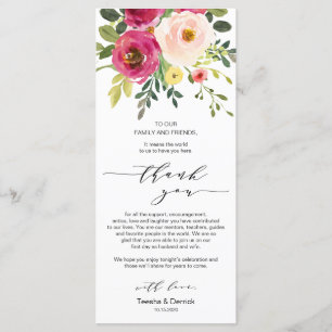Programa Rubor Pink Floral, configuración de lugares Tarjet
