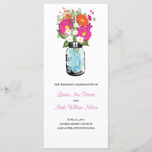 Programa Rustic Blue Mason Jar Gerber Daisies (Anverso)