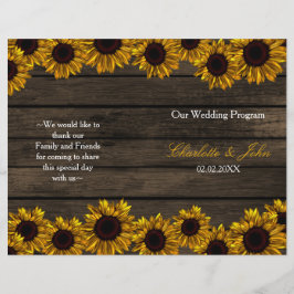 Programa Rustic Country Sunflower Barn Wood Weddin