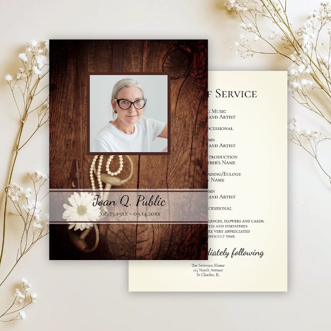 Programa Rustic Daisy Horse Bit Western Funeral Service (Subido por el creador)