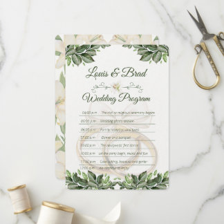 Programa Rustic Forest Greenery Floral Wedding Program Card