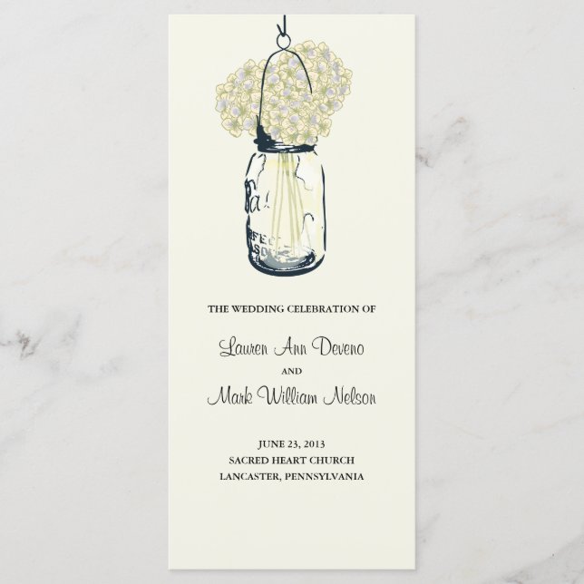 Programa Rustic Mason Jar y Hydrangeas (Anverso)