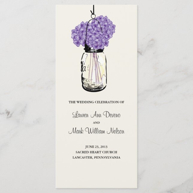 Programa Rustic Mason Jar y Hydrangeas (Anverso)