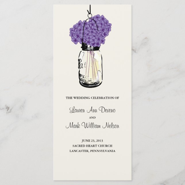 Programa Rustic Mason Jar y Hydrangeas (Anverso)